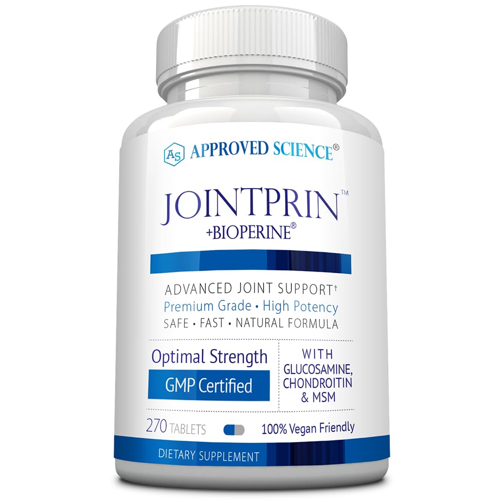 Godkänd vetenskap Jointprin - Gemensamt stödtillägg - Glukosamin, MSM, Chondroitin, gurkmeja, Boswellia, BioPerine - 3 månaders leverans