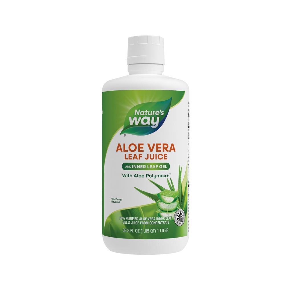 Naturens sätt Aloe Vera Leaf Juice och Inre Leaf Gel, med Aloe Polymax+, certifierad för Aloe Content och Purity, Wild Berry Flavored, 33.8 Fl Oz (Packaging May Vary)