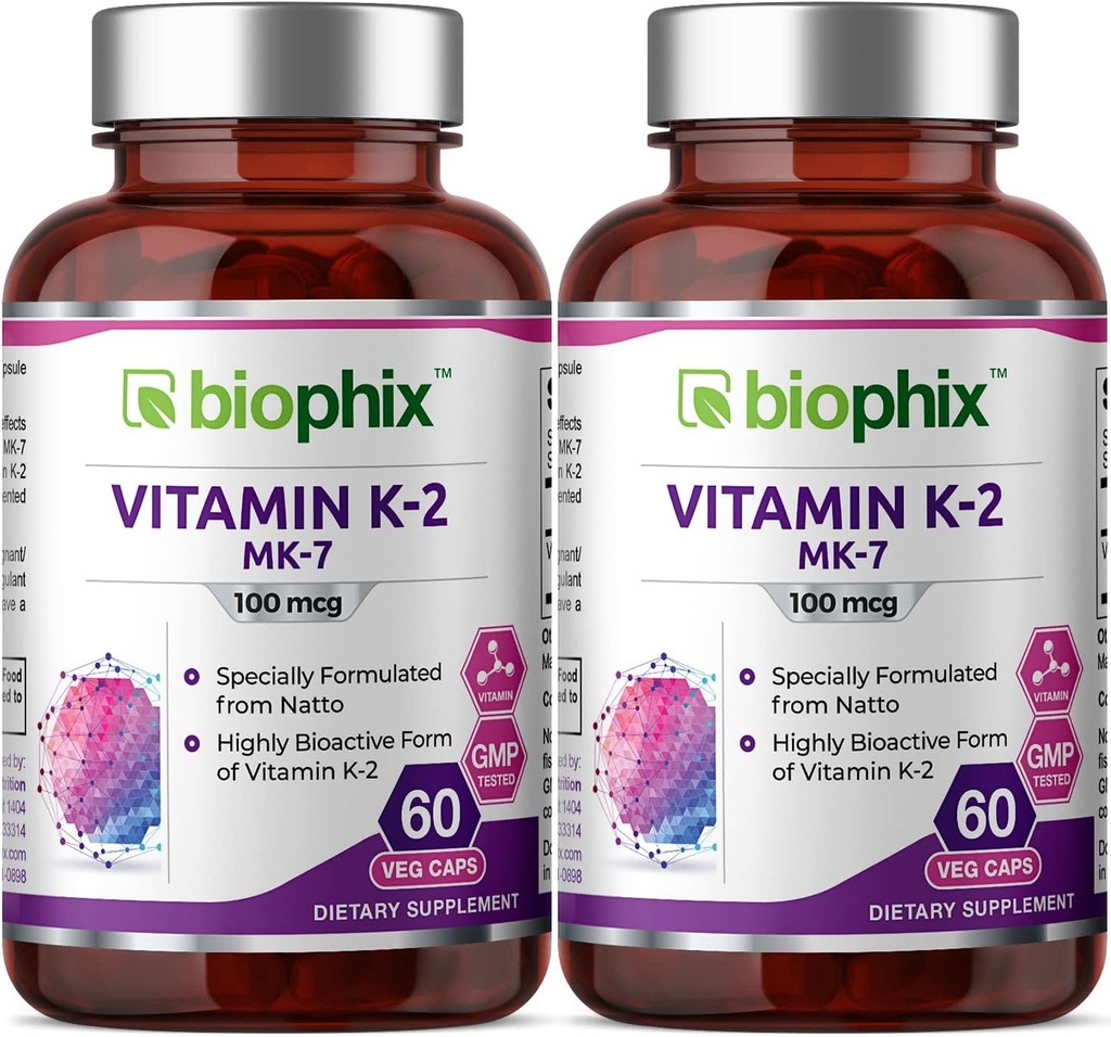 biophix Vitamin K2 MK-7-100 mcg 60 Vcaps 2 Pack - Stöder starka ben immunhälsa