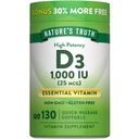 Naturens Sanning Vitamin D3 1000 IE Softgels | High Potency Formel | 25 mcg | Non-GMO & Gluten fri tillägg