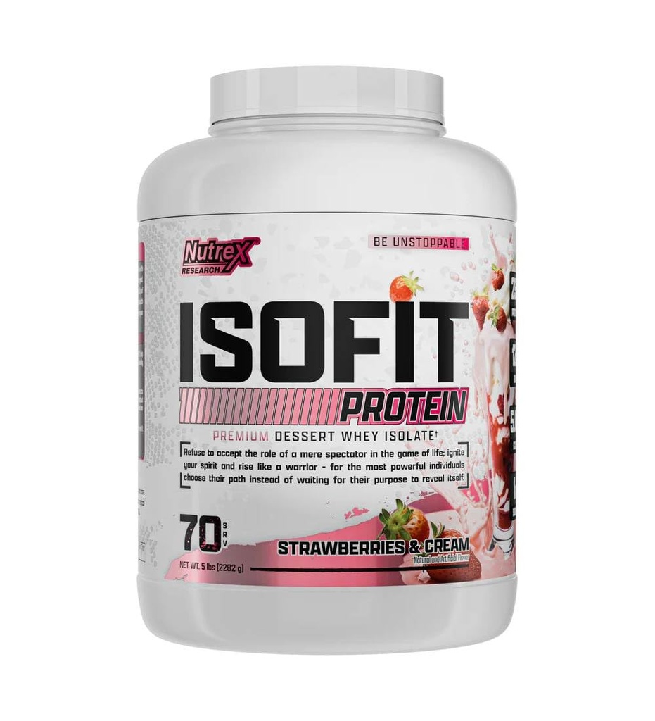 Nutrex Research IsoFit Whey Protein Powder Instantized 100% Whey Protein Isolate (70 portioner, jordgubbar och kräm)