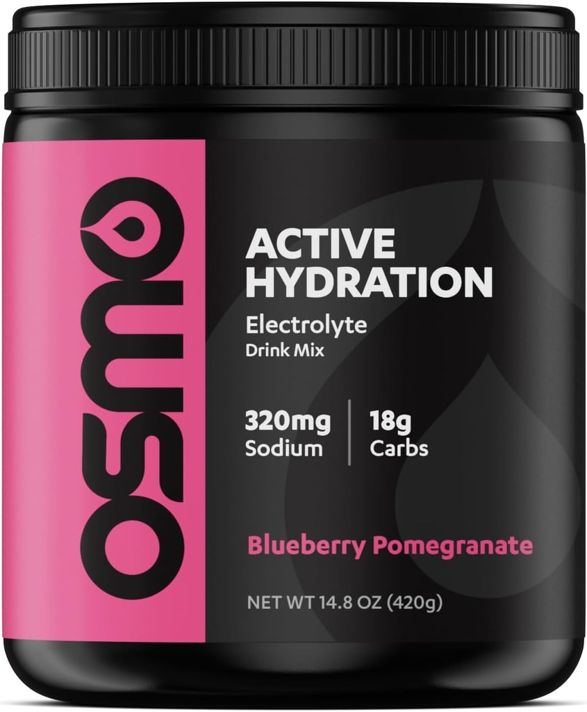 Osmo Active Hydration Electrolyte Powder (20 portioner) - Inkluderar natrium, magnesium, kalium, kolhydrater och vitaminer, Cane Sugar - All Natural, 3X Faster Hydration, Boosts Power & Endurance, Blueberry