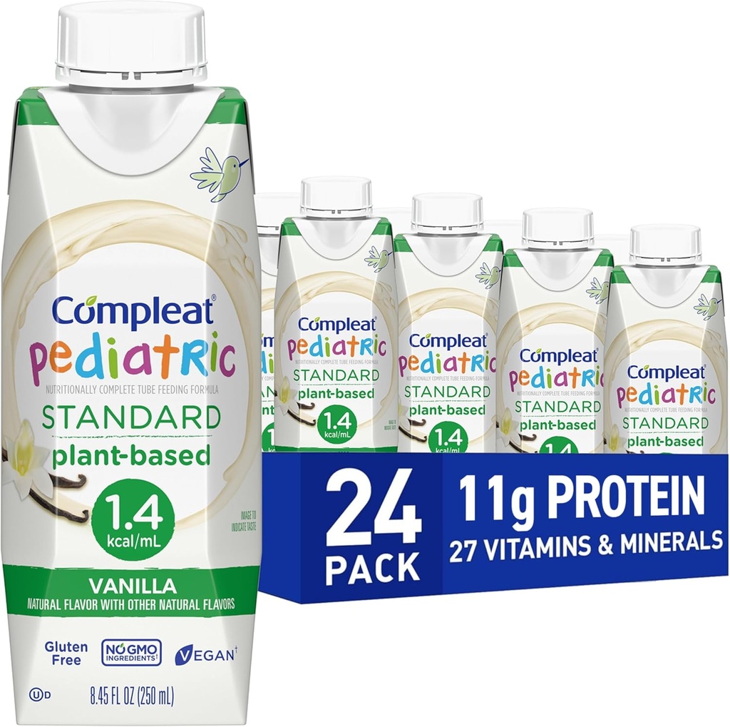 Kompleat Pediatric Standard 1.4mL, Plant Based Nutritionally Complete Shake, Tube Feeding Formel, Vanilla Flavor, 24 Pack