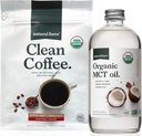 Natural Force Organic Clean Coffee + Organic MCT Oil Bundle - 100% Pure Coconut MCTs & Mold & Mycotoxin Free Coffee - Non-GMO, Keto, Paleo och Vegan - 12 Oz Bag och 16 Oz Glas flaska