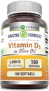 Fantastiska formler Vitamin D3 med Olivolja 5000 IE Softgels Supplement | Non-GMO | Gluten Free | Made in USA (180 Count)