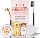 Tear Stain Remover Kit för hundar och katter med Tear Stain Comb, Tear Stain Balm, Eye Cotton Pads, Pro Powder Brush Remove Tear Stain, Eye Debris, Discharge, Mucus Secretions