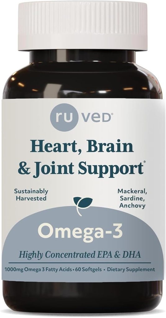 Omega-3 - Omega 3 Fish Oil, 1000mg Per Capsule, EPA & DHA Fish Oil Supplement för kvinnor och män, hjärta, hjärna och gemensamt stöd - 60 Softgel kapslar (1 greve)
