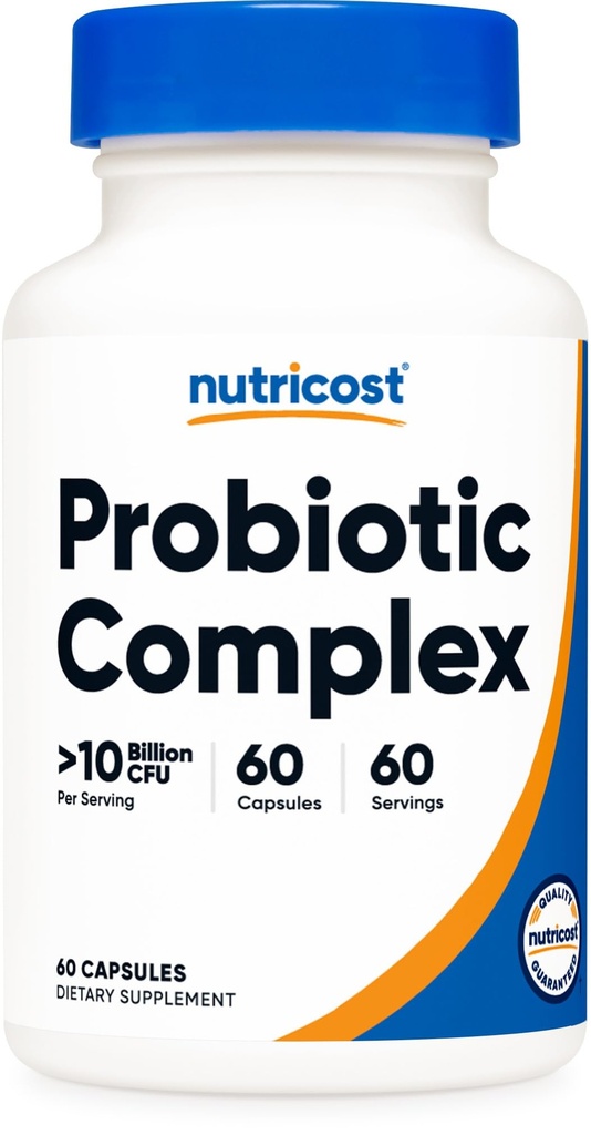 Nutricost Probiotic Complex (10 miljarder CFU) 60 kapslar - Acidophilus Plus 9 Andra Probiotika, icke-GMO, Gluten fri tillägg