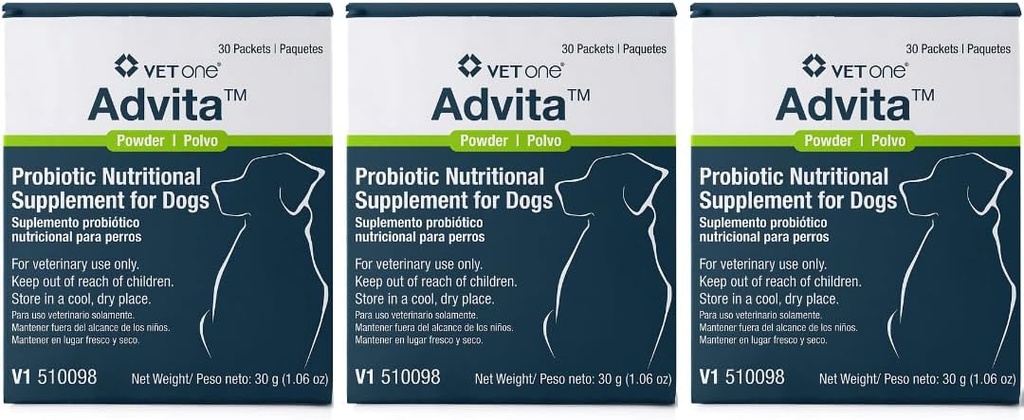 Vet One Advita Probiotic Nutritional Supplement för hundar (3 lådor, 90 paket)