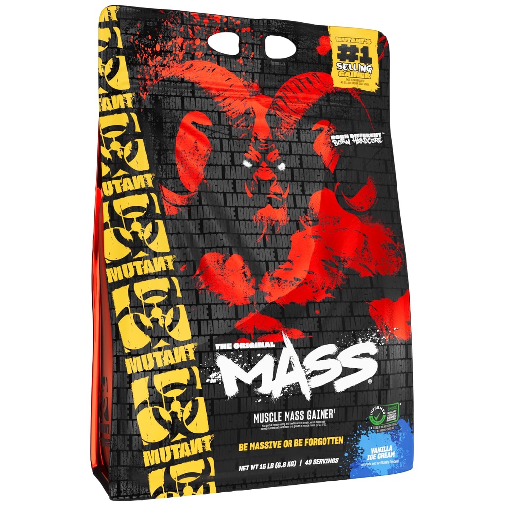 Mutant Mass | Vikt Mass Gainer Proteinpulver - hög kaloriproteinpulver för muskelmassa - Vanilla Ice Cream - 15 pund
