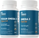 Dr Tobias Vegan Omega 3 Algae Oil och Omega 3 Fish Oil, 2 alternativ för omfattande fettsyra stöd, icke-GMO