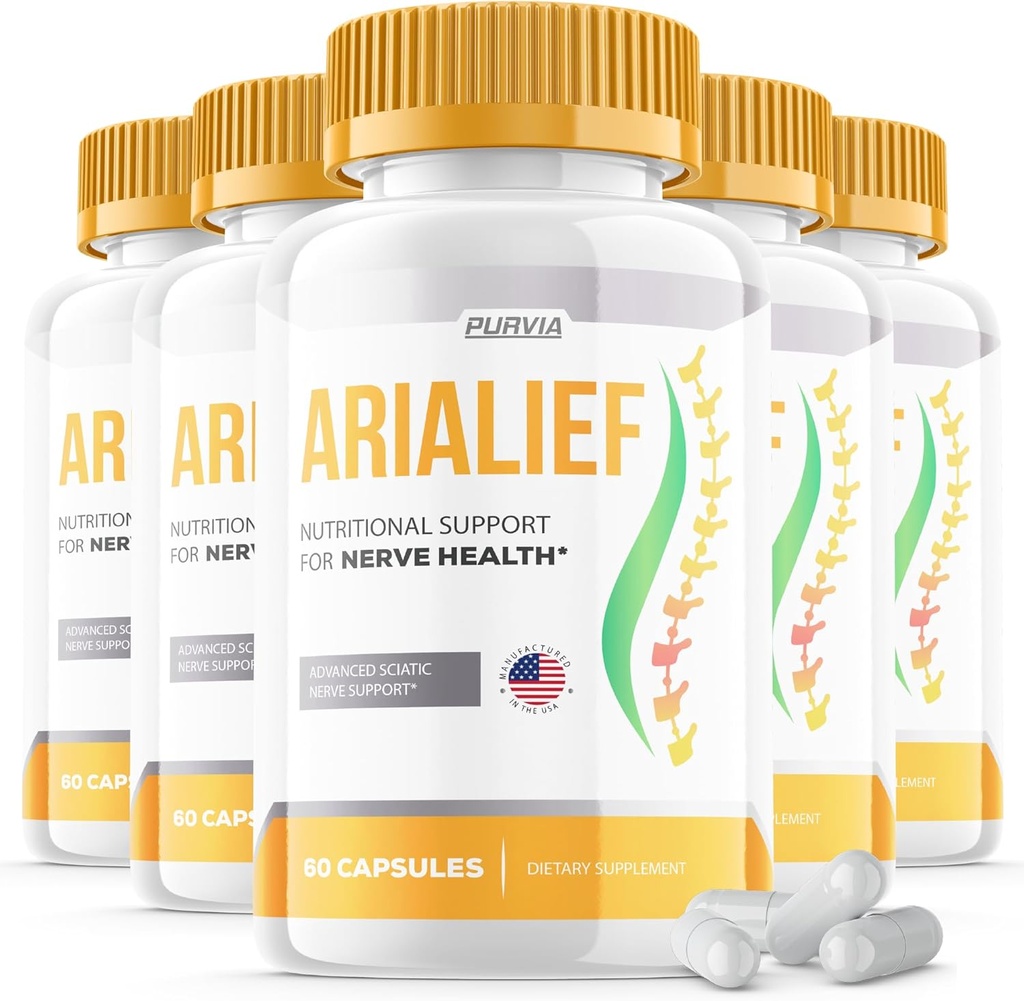 (5 Pack) Arialief Capsules Sciatica - Officiell Formel - Arialief Vitamin Supplement Advanced Strength Formula, Arialief Capsules Nutritional Support Maximum Strength Overall Wellness (300 kapslar)