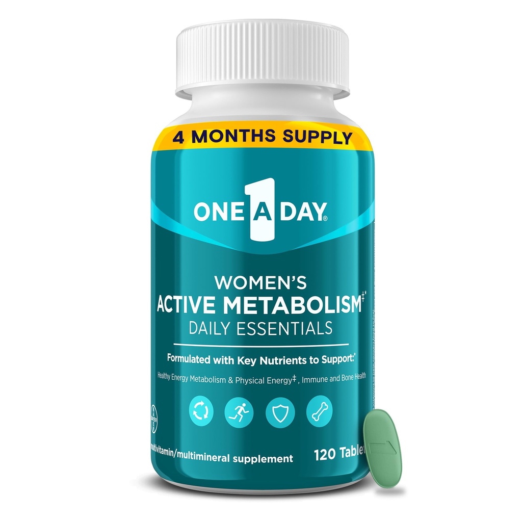 En dag kvinnors aktiva metabolism dagliga väsen, multivitamin för kvinnor, metabolism stöd, vitaminer för kvinnor med alla 8 B-vitaminer, vitamin D, Magnesium och mer,120 greve