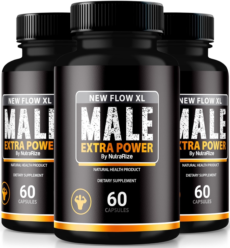 (3 Pack) Nya Flow XL kapslar för män, NewFlow XL Male Pills, All Natural Formel för Muscle Mass och Maximal Performance, Officiell NewFlowXL Recensioner (180 kapslar)