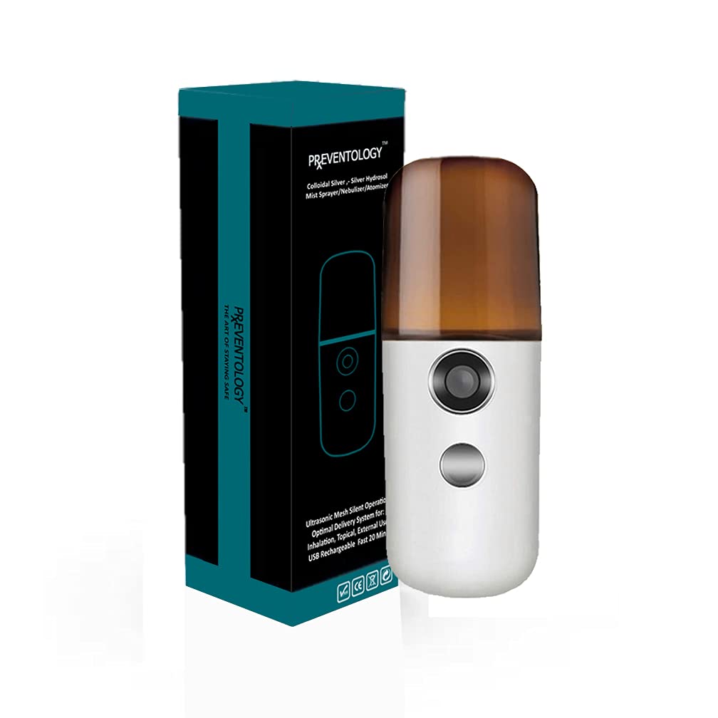 Preventologi Colloidal Silver Mist Sprayer - Uppladdningsbar Ultrasonic Mesh - Tyst Operation