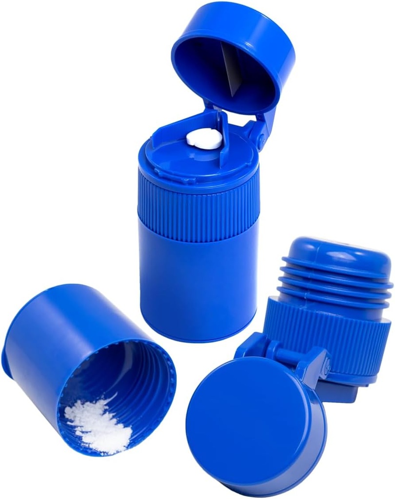 EZY DOSE 3 Compartment Pill Crusher, Cutter and Grinder, Daily Usage, Safely Cut Pills, Vitaminer, Tablets, Accurate och Easy Cutting, Stainless Steel Blade, Removable Drinking Cup, Blue, BPA Free