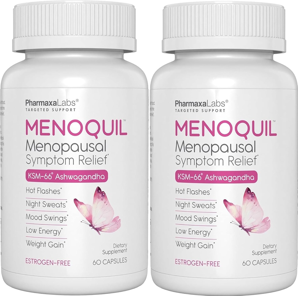 Menopausal Styrka Symptom Relief hjälper till att bekämpa klimakteriet, Hot Flashes, Night Sweats och Mood Swings för att främja Restful Sleep and Energy Boost - 60 kapslar (Pack of 2)