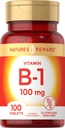 Vitamin B1 100mg (Thiamine) - 100 greve - Vegetarisk, icke-GMO & Glutenfri tillägg - av naturens belöning