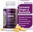 Relieve-fxTM DLPA Boswellia Turmeric och Ginger Supplement, Stress Relief, Heart, Digestion, Muscle Cramp, Joint, Inflammation Health, Vitamin B6 P5P, Boswellic Acid, Curcumin med Black Pepper - 90ct
