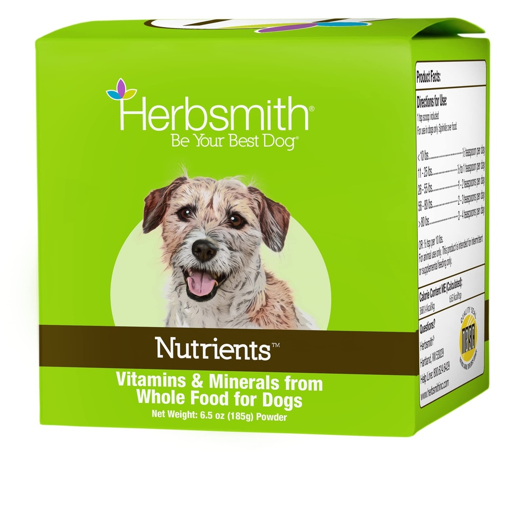 Herbsmith Nutrients Superfood Dog Multivitamin med vitaminer och mineraler från Whole Foods Boost Kibble eller DIY Raw med antioxidanter för valpar till seniorer - 6,5 oz