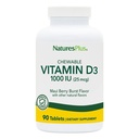 NaturesPlus Vitamin D3 (1000 IE) - 90 Chewable tabletter, Maui Berry Burst smak - Vegetarisk, Glutenfri - 90 portioner