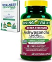 Extra styrka Ashwagandha 1300 mg, 60 vegetariska kapslar - Stress & kognitivt stöd - Holistiskt välbefinnande, soja gratis, glutenfri och laktosfri