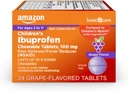 Grundläggande vård Barns Ibuprofen Chewable Tablets 100 mg, Grape Flavor, Pain Reliever och Fever Reducer (NSAID), För öm Throat, Toothache, Headache Relief och mer, 24 Count