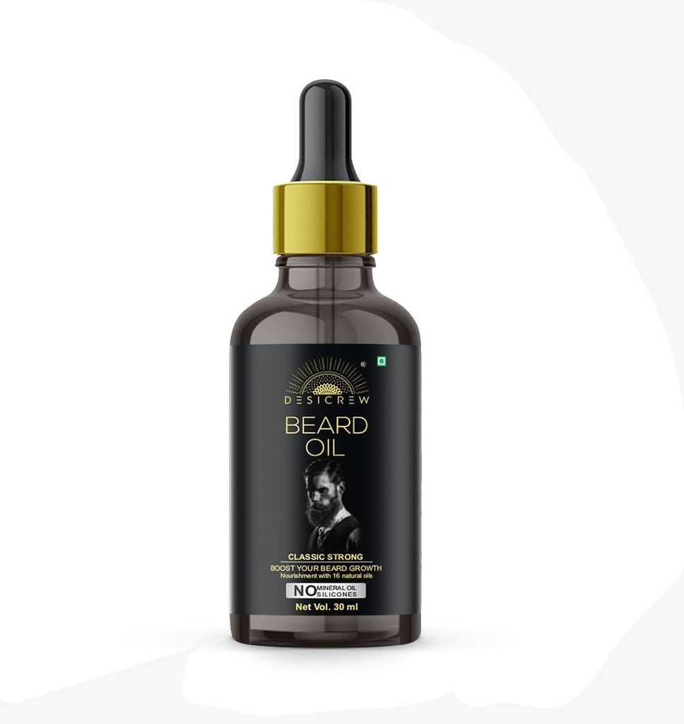 Klassisk skäggtillväxtolja - kan öka du skäggtillväxtolja i omgivning med 16 essebtial naturoljor i 30 ml