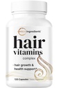 Micro Ingredients Hair Growth Vitamins för kvinnor och män, 120 kapslar | 14-i-1 Formel med Biotin, Collagen, Keratin, Saw Palmetto & More | Tjockare, Fuller, Nourishes Thinning & Loss Hair Support