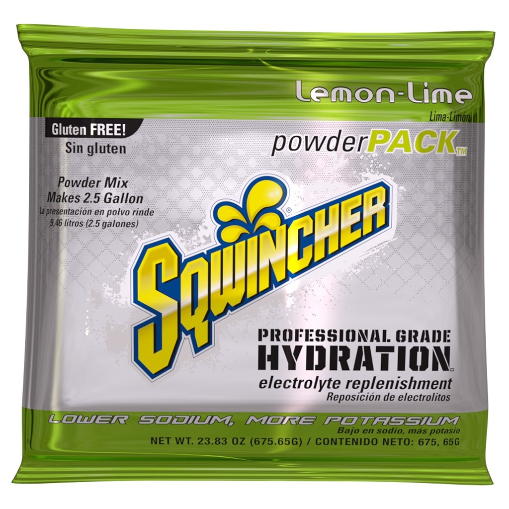 Sqwincher Powder Pack | Lemon-Lime smaksatt | Low Calorie | Low Sodium | Electrolyte Replenishment Hydration Drink Mix | Lägg bara till 2,5 galon vatten | 23,83 oz Packet (Pack av 32)