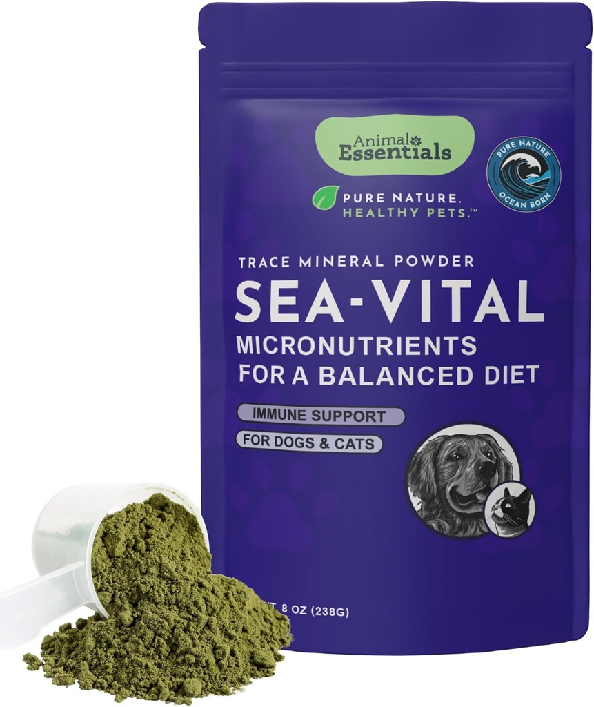 Animal Essentials Ocean Kelp för hundar och katter - Thyroid Support, Thyroid Supplement, Sea Kelp Powder, Trace Minerals, Veterinär Rekommenderad - 8 Oz
