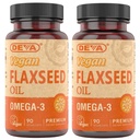 DEVA Organic Vegan Vitamins Flax Seed Oil - Rich i Omega-3, Cold-Pressed & Unrefined - 90 kapslar, 2-Pack
