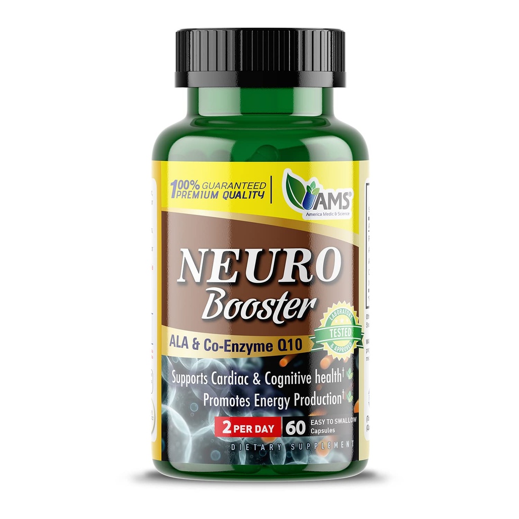 America Medic & Science Neuro Booster (60 Capsules) | Nutritional Supplement for Brain Health | Vitamin Pills for Better Memory and Cognitive Function | with Coenzyme Q10, ALA, and Acetyl L-Carnitine