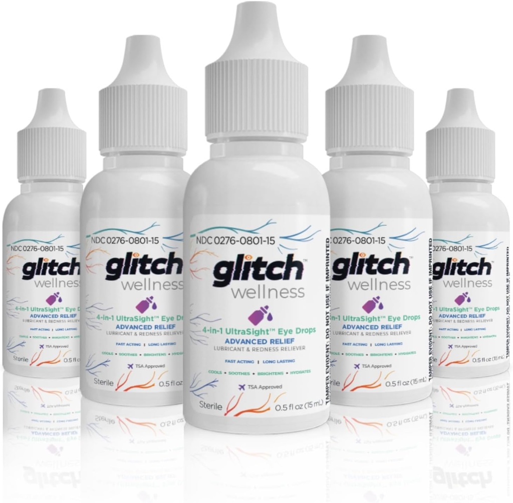 Glitch UltraSight Eye Drops för Dry Eyes 15mL - 4 i 1 Avancerad lindring Dry Eye Drops - All Day Comfort med Hydration, Brightening, Cooling - Effektivt lugnar irritation och torrhet (5)