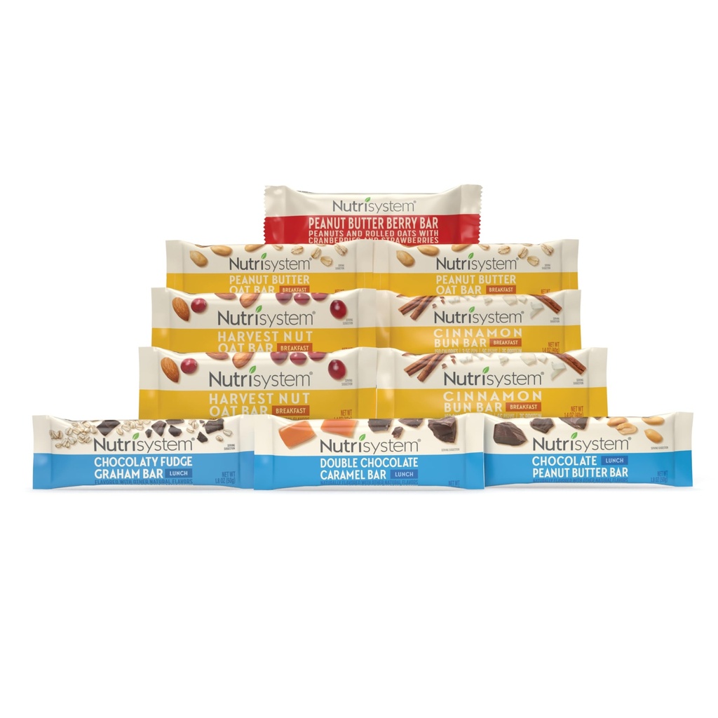Nutrisystem® Breakfast och Lunch Bar Variety Pack hjälper till att stödja viktminskning - 10 greve