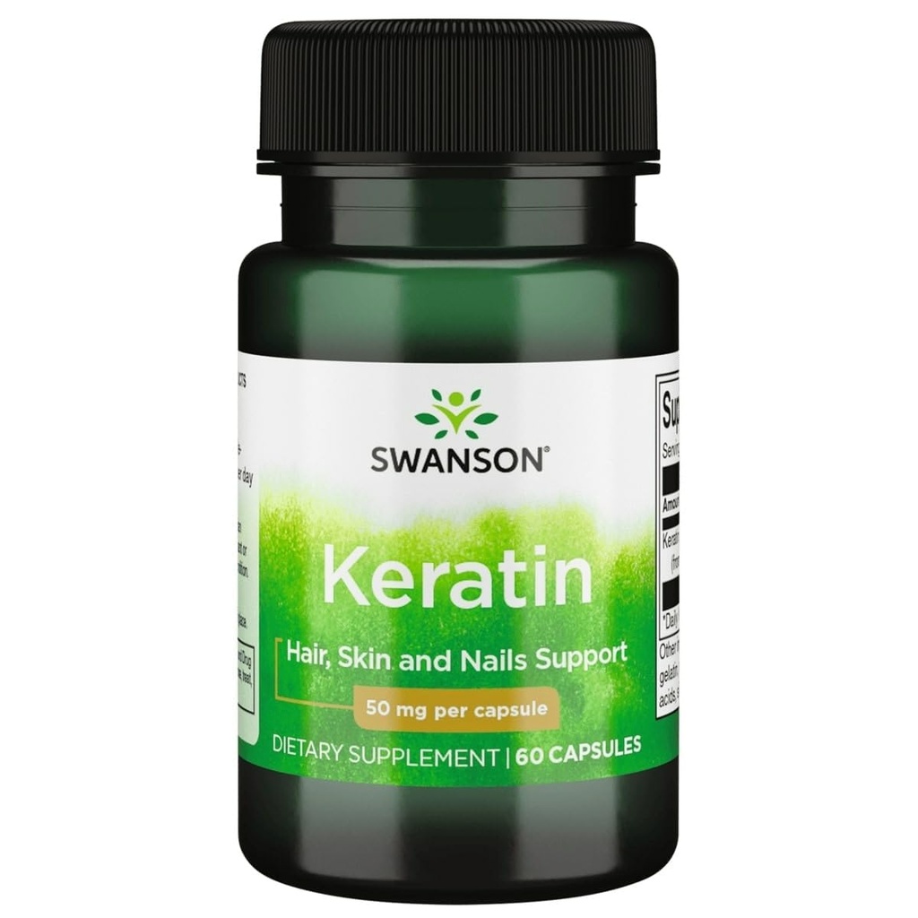 Swanson Keratin (från Tibetan Wool) - Naturtillskott som främjar hälsosamma gemensamma, hår, hud och naglar - hjälper näringsrika hälsosamma bindningar - (60 kapslar, 50mg varje)