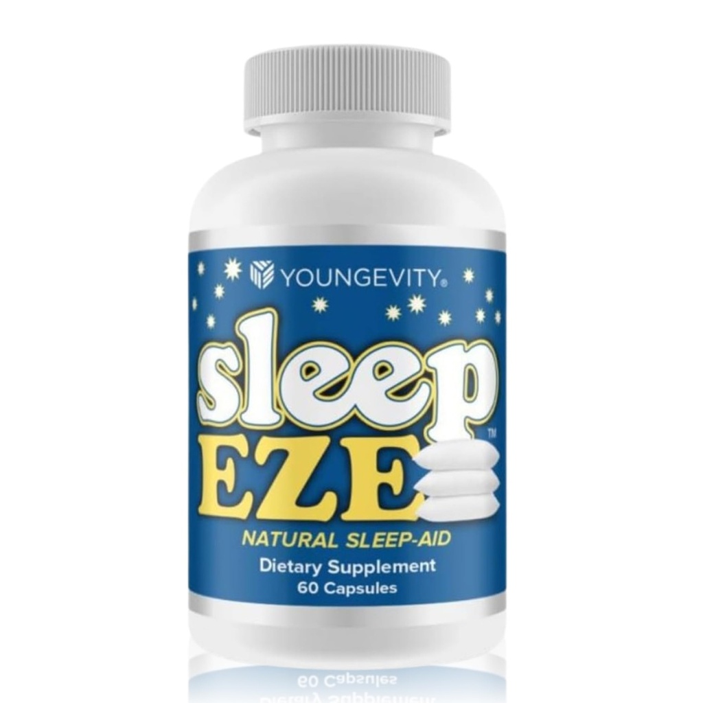 Youngevity Sleep Eze - Natural Sleep Support - Valerian Root, Passion Flower, 5HTP, Melatonin - Icke-Habit Forming - Sömnstödstillägg - (60 kapslar)