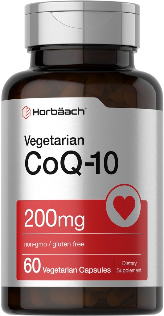 Horbäach CoQ10 200mg | med Black Pepper Extract | 60 kapslar | Vegetarian, icke-GMO, Gluten fri tillägg