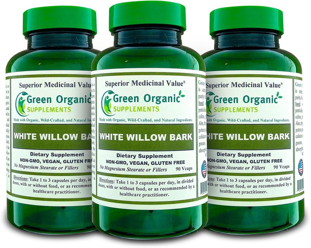 White Willow Bark Capsules | 710mg | 90 Veg Caps Pain Relief - White Willow Bark Extract | Vegan, Non GMO & Gluten Free | Anti-inflammatorisk | Stöder Joint Function (Pack of 3)