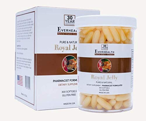 EVERHEALTH Vital Royal Jelly 1000mg (300 Softgels) Kosttillskott Authentic Pure Genuine kvalitet