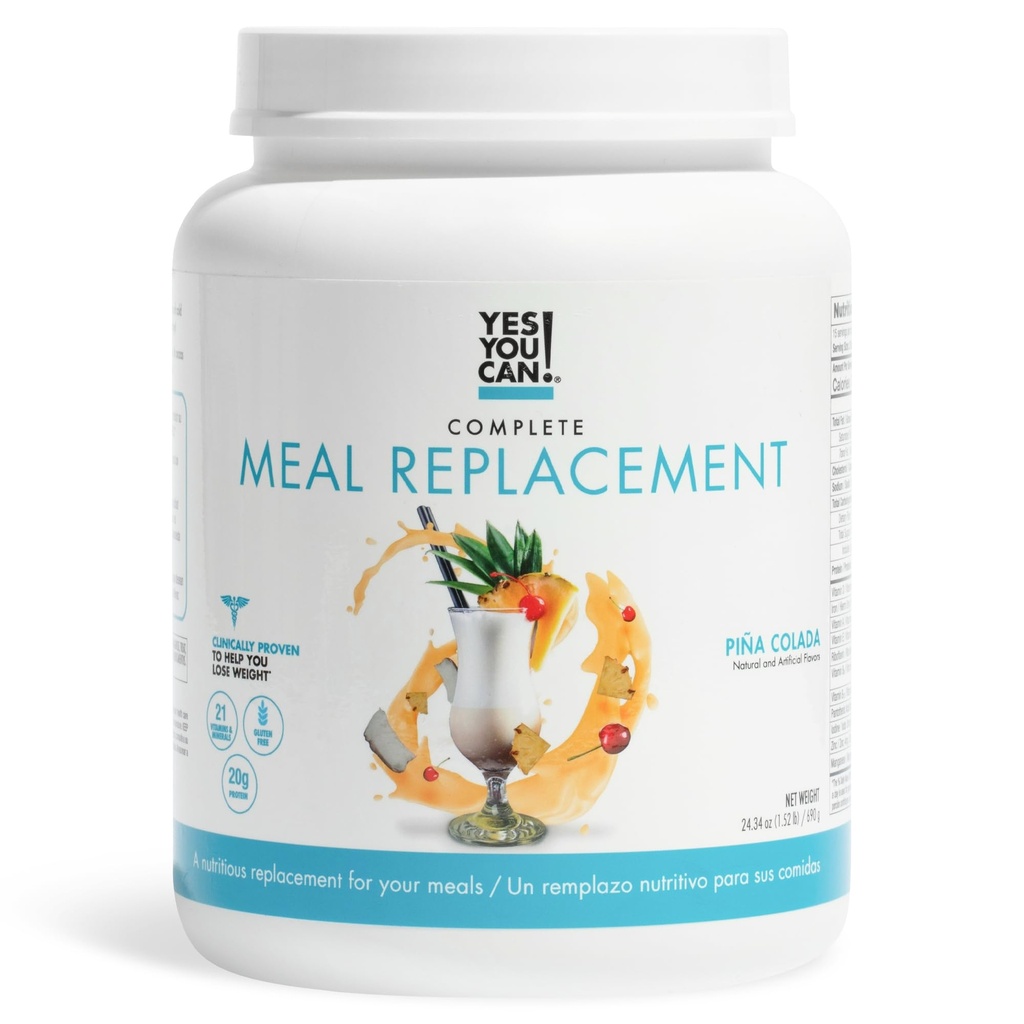 Ja du kan! Fullständig måltidsersättning - 15 portioner, 20 g protein, 0g tillsatt socker, över 20 vitaminer och mineraler - All-in-One Nutritious Meal Replacement Shake (Piña Colada)