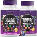 Resveratrol Berberine Grape Seed Extract Quercetin - Polyphenol Supplement med Noni Extract, N-Acetyl Cysteine, Acai Extract - Tillverkad i USA - 120 kapslar