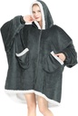 Topcee Oversized Wearable Blanket Sherpa Fleece Blanket Hoodie Bekväm Soft Warm Thick Big Hooded Sweatshirt - Mysig och Fuzzy Blanket med Giant Pocket - Dark Grey