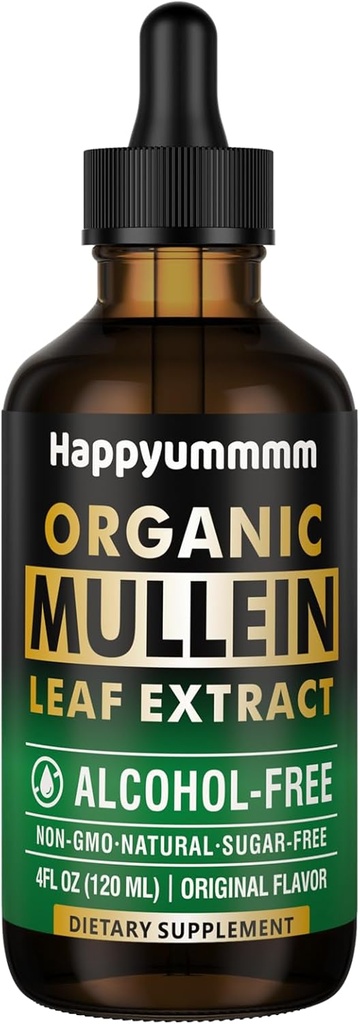 Mullein Drops för Lungs Cleanse, Vegan Mullein Leaf Extract Tincture med Chlorophyll, Support Immune,Respiratory - 4 fl oz (120 ml)