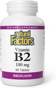 Naturliga faktorer - Vitamin B2 Riboflavin 100mg, Stöd för energi och normal metabolism, 90 tabletter