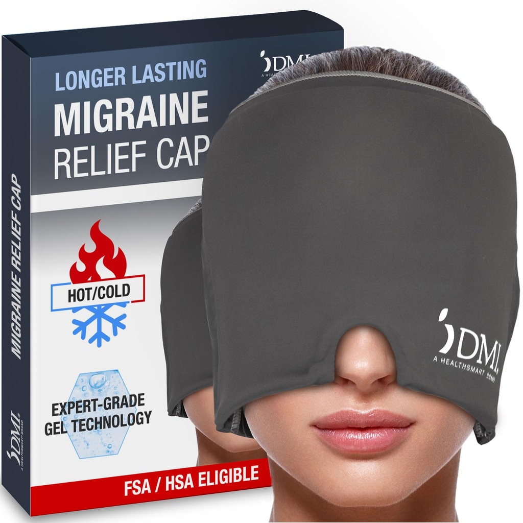 DMI Ultra Migraine Relief Cap | Natural Headache Relief | HSA & FSA Eligible | Migraine Mask och Headache Relief Hat | Gel Eye Mask | Ice Face Mask och Cold Cap för Migraines | Headache Ice Pack