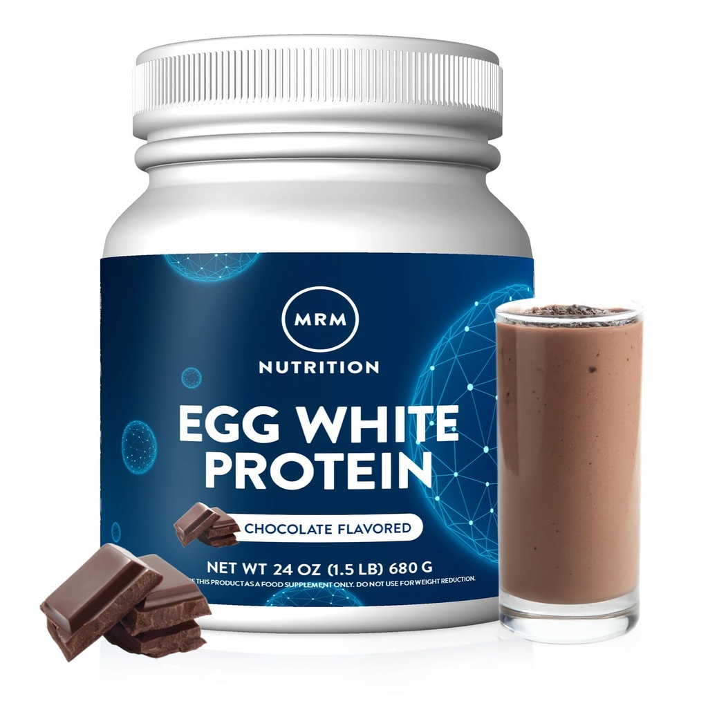 MRM Nutrition Egg White Protein | Chocolate Flavored | 23g Fat-Free Protein | med Digestive enzymer | Högsta biologiska värde | kliniskt testad | 20 portioner