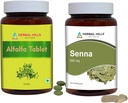 HERBAL HILLS Alfalfa Tablet och Senna Leaf Capsules Pack med 2 Combo