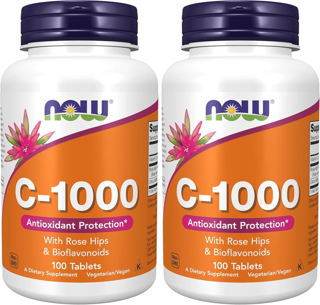 NU Tillägg, vitamin C-1000 med Rose HIPS & Bioflavonoider, Antioxidantskydd *, 100 tabletter (Pack of 2)