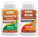 Bästa naturliga Extra Virgin Coconut Oil 1000 mg & MSM 1000 mg